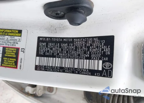 2013 Toyota Corolla Le from USA, damaged, VIN 2T1BU4EE2DC053156